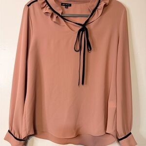 Michele Blush Pink Blouse with Black Trim
